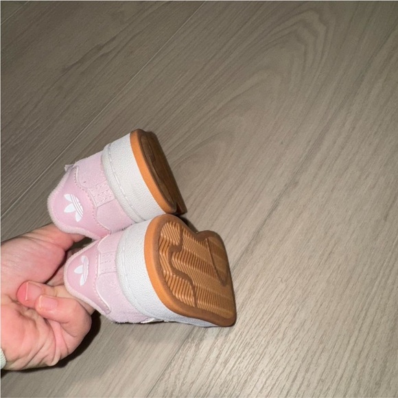Adidas Kids Light Pink Sneakers with White Stripes - Picture 3 of 3
